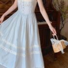 Lace Bow Long Dress - Cottagecore Aesthetic word3
