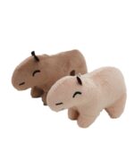Two plush capybara keychain toys on a white background.