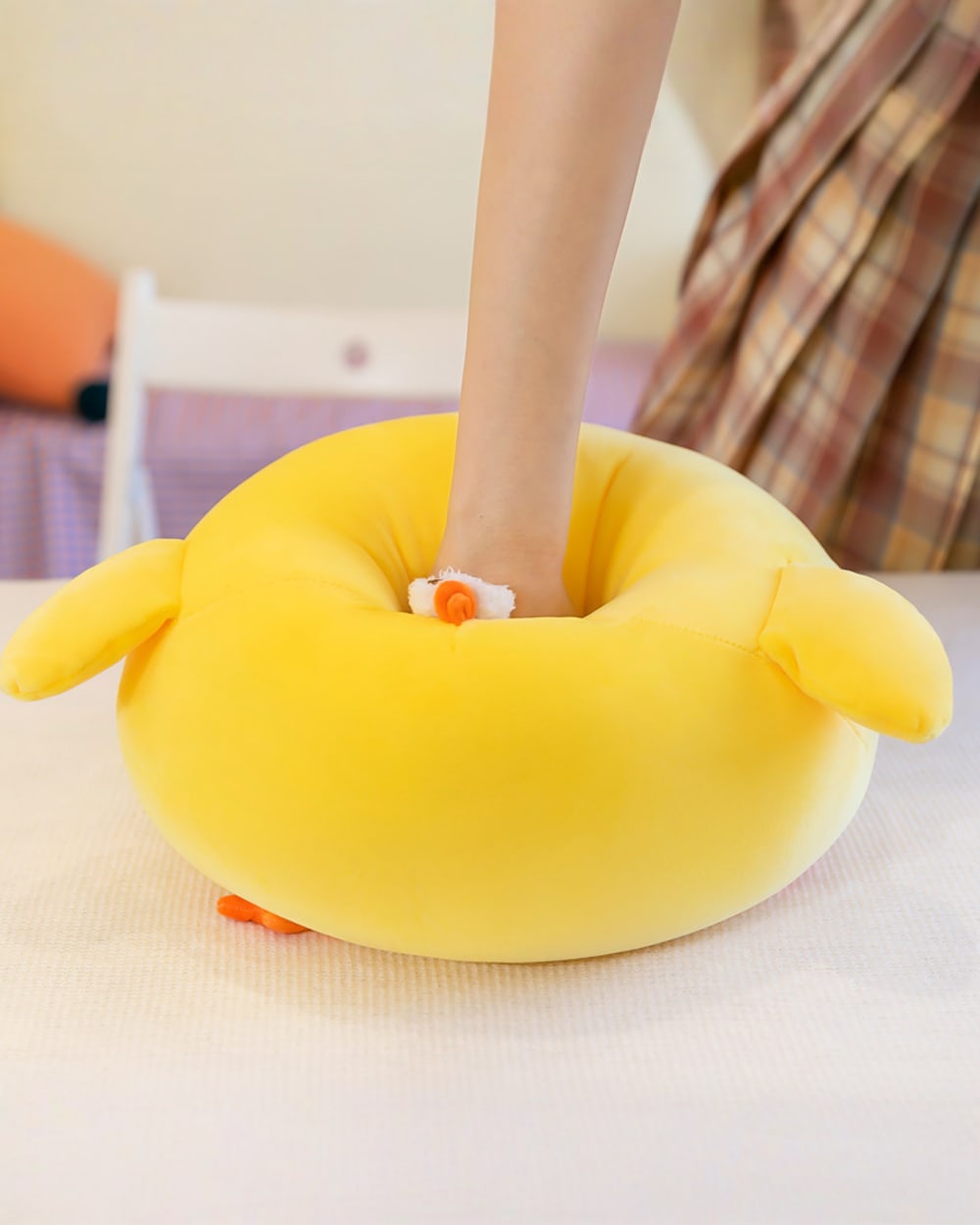 Kawaii Super Chonky Yellow Plushie - Goofy Edition, a plump, yellow chonky bird plushie.