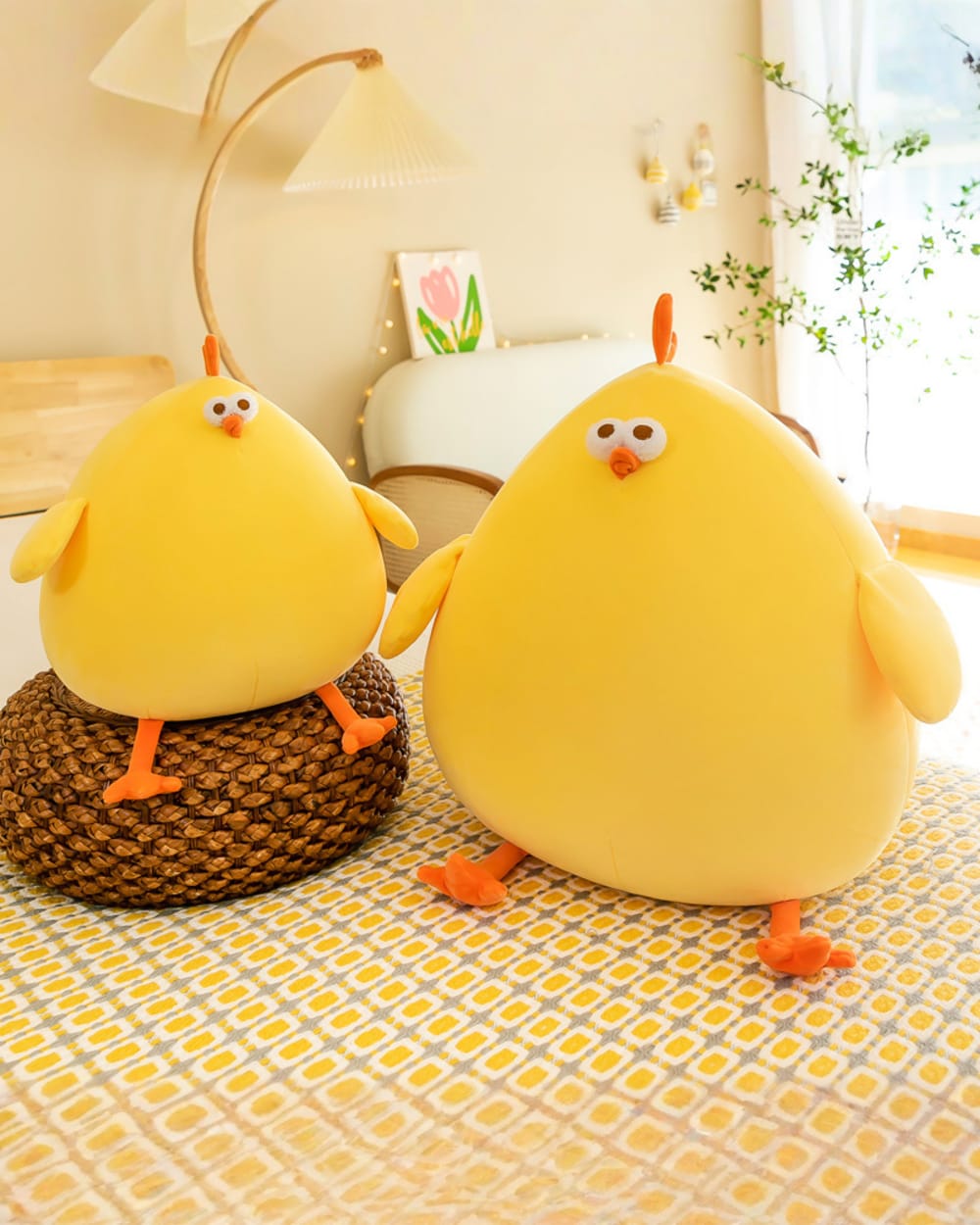 Kawaii Super Chonky Yellow Plushie - Goofy Edition, a plump, cheerful chonky bird plushie in bright yellow.