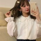 French Style Collar Shirt - Vintage Aesthetic word1