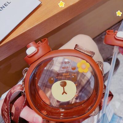 Kawaii Bear Double Straw Drinking Bottle