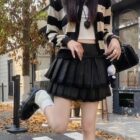 Laced Pleated Skirt - Korean Aesthetic word2