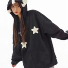 Loose Thick Feathered Hoodie - Harajuku Aesthetic word1