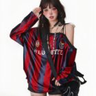 Off Shoulder Sport Sweatshirt - Coquette Aesthetic word2