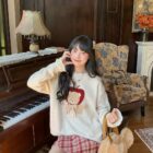 Apple Bear Sweater - Cottagecore Aesthetic word3