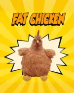Cute brown fat chicken plushie featuring a round body and cheerful expression. A delightful product keyword!