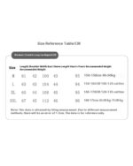 Size reference table for Strawberry Lamb Kawaii Pajamas.