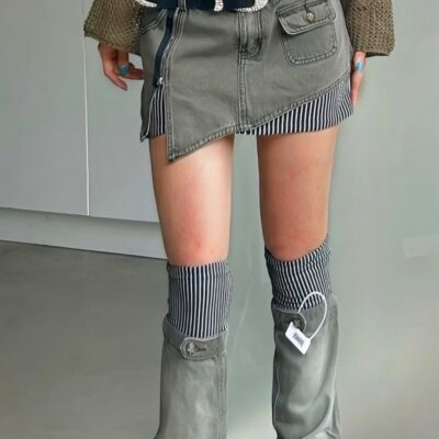American-style Retro Denim Skirt - Y2K Aesthetic