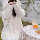 Fluffy Bunny Ears Hooded Coat - Kawaii Winter word3