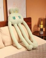 Kawaii long-legged bear plushie in pastel green, with long limbs and cute facial features.