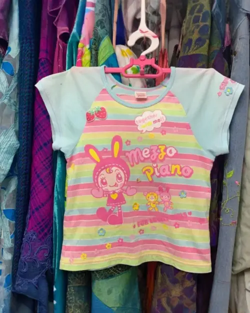 Kawaii Mezzo Piano Tee - Cutecore aesthetic shirt with cartoon characters and floral design.