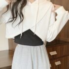 Irregular Hooded Top - Korean Aesthetic word3