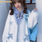 Japanese Style Bowed Cardigan Set - Soft Girl Aesthetic word3