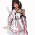 Off Shoulder Sport Sweatshirt - Coquette Aesthetic word2
