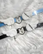 Multiple Winged Heart Necklaces with swords and crosses, Harajuku aesthetic accessory.