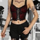 Laced Wine Vest - Gothic Aesthetic word2