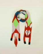 Cute fox scarf featuring two fox figures in a cottage aesthetic design.