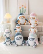 Kawaii Mango cat shark plushie set, featuring plush sharks in various pastel colors.