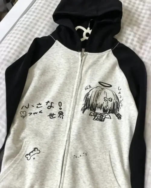 Black and White Cardigan Hoodie - Animecore Aesthetic