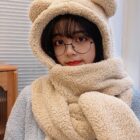 Fluffy Three-Piece Warm Scarf And Gloves word3