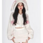 Bunny Hooded Plush Pajamas - Kawaii Clothes word1