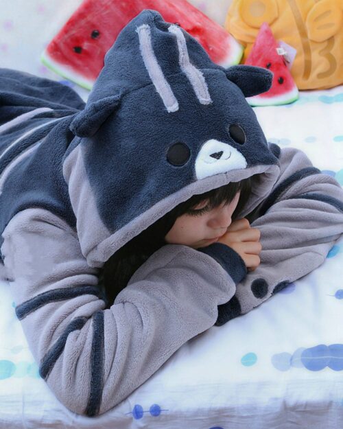 Kawaii Neko Atsume hoodie featuring a raccoon design, perfect for cozy days.