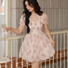 Floral Pink Dress - Cottagecore Aesthetic word2