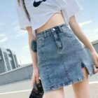 High Waist Denim Skirt - Y2K Aesthetic word1
