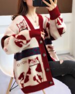 Otom Cat Cardigan Sweater - Vintage aesthetic, featuring cat embroidery and button details.