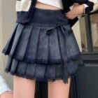 Laced Pleated Skirt - Korean Aesthetic word2