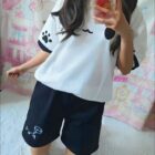 Cute Cotton Black Shorts - Kaomoji Aesthetic word2