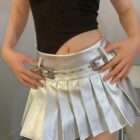 Silver Pleated Skirt - Coquette Aesthetic word3