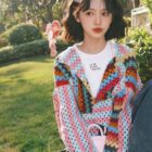 Retro Colorful Knitted Cardigan - Vintage Aesthetic word2