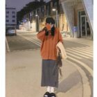 Bowed Loose Pullover - Korean Aesthetic word3