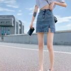 High Waist Denim Skirt - Y2K Aesthetic word1