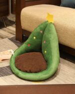 Kawaii fruit cushion shaped like a green cactus with decorative details.