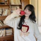 Apple Bear Sweater - Cottagecore Aesthetic word3