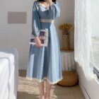 Retro Square Collar Dress - French Aesthetic word1