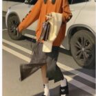 Bowed Loose Pullover - Korean Aesthetic word3