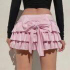 Bowed Pink Ruffled Skirt - Coquette Aesthetic word2