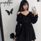 Solid Black Dress - Gothic Aesthetic word2