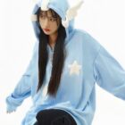 Loose Thick Feathered Hoodie - Harajuku Aesthetic word1