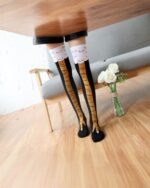 Kawaii chicken legs socks thigh-high socks featuring chicken leg designs.
