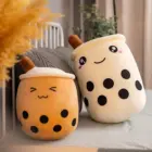 Two cute bubble tea plushies in a row, soft and plush toys.