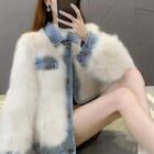 Denim Fur Coat - Y2K Aesthetic word1