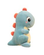 Blue kawaii dino plushie with pink details, a cute aesthetic room decor.