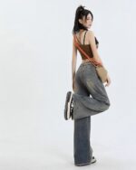 High Waist Long Jeans - Y2K Aesthetic, wide leg denim jeans style.