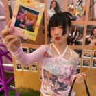 Retro Style Long Sleeves Pink Top - Cutecore Aesthetic word2