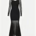 Mesh Long Sleeve Dress - Gothic Aesthetic word3